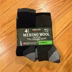 Kirkland Signature Men's Merino Wool Blend Socks - Black and Dark Gray